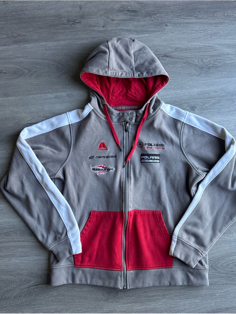 Polaris Men’s Grey & Red Logo Zip-Up Hoodie
